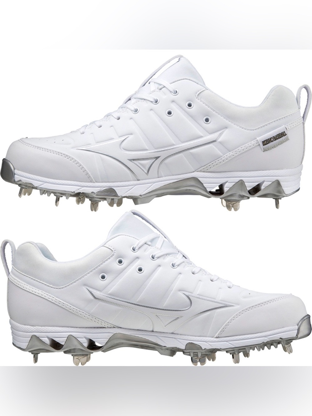 Mizuno 9-Spike Ambition 2 Men’s White Metal Baseball Cleats Size 8.5 NWT